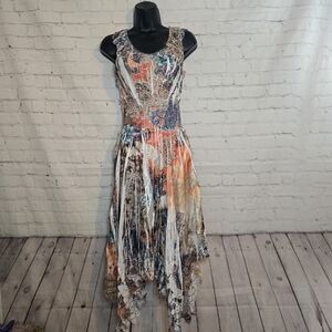 Vtg y2k Pretty Angel silk blend Size L Handkerchief Hem Fairy Dress